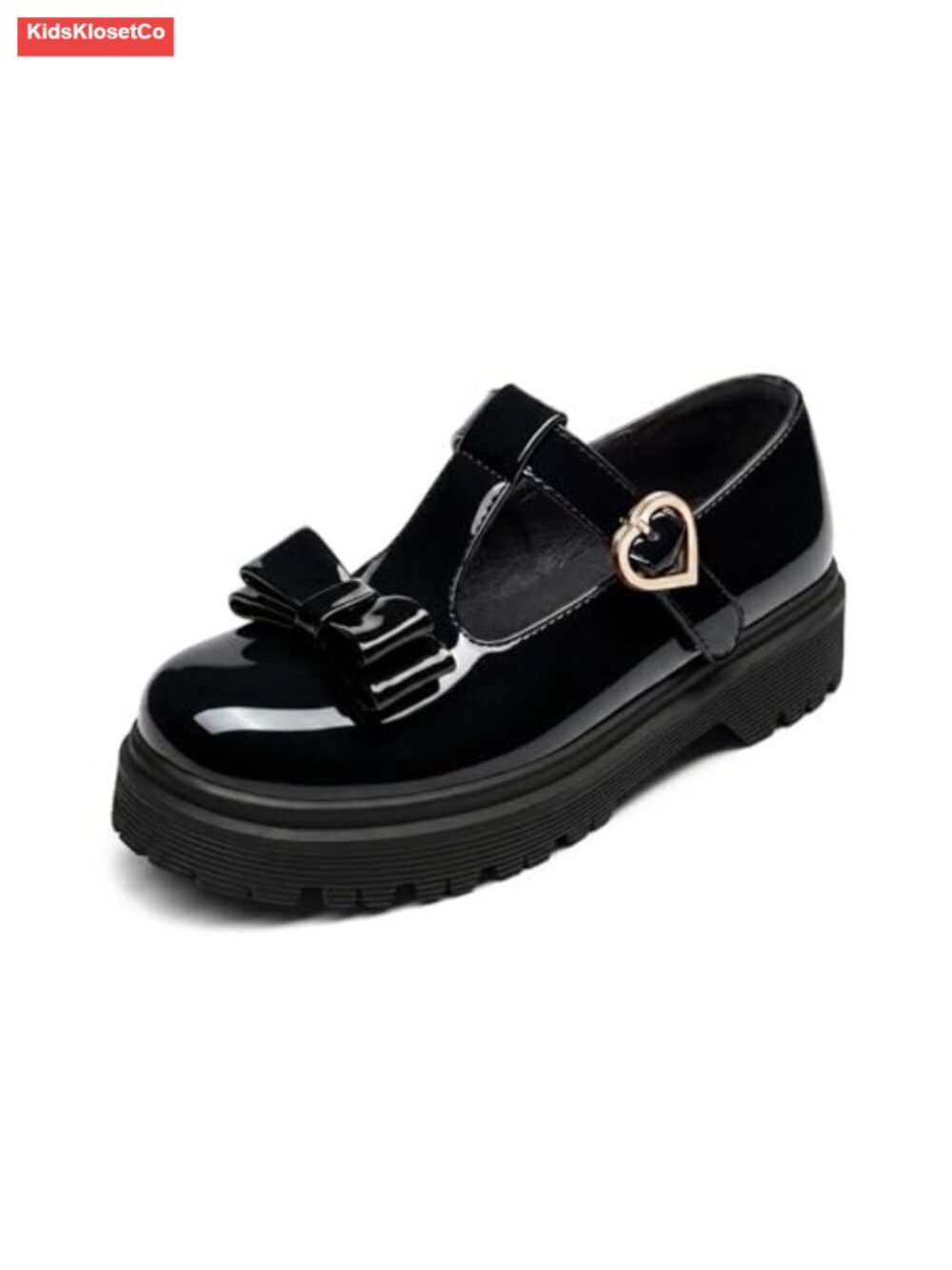 Girls Mary Jane Dress Shoes Chunky Platform Loafers with Bow